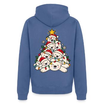 Eisbär Weihnachtsbaum lustige Tier Weihnachten - Unisex Premium Bio Zip Hoodie - Taubenblau - Hinten - Nico (187cm)