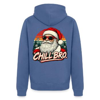  Cooler Santa Claus Sonnenbrille Chill Bro - Unisex Premium Bio Zip Hoodie - Taubenblau - Hinten - Nico (187cm)