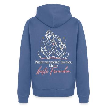 Mama Tochter Beste Freundin Spruch Mutterliebe - Unisex Premium Bio Zip Hoodie - Taubenblau - Hinten - Nico (187cm)