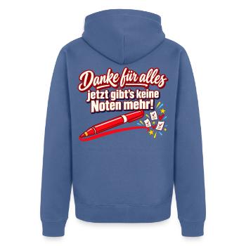 Ruhestand Lehrer Abschiedsgeschenk Danke - Unisex Premium Bio Zip Hoodie - Taubenblau - Hinten - Nico (187cm)