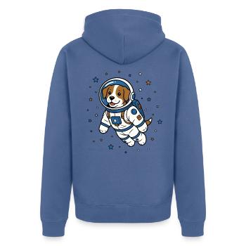 Hund Astronaut Helm Weltraum Hunde Vektor Shirt - Unisex Premium Bio Zip Hoodie - Taubenblau - Hinten - Nico (187cm)
