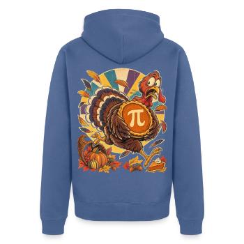 Thanksgiving-Truthahn mit Kürbis-Pi für Mathefans - Unisex Premium Bio Zip Hoodie - Taubenblau - Hinten - Nico (187cm)