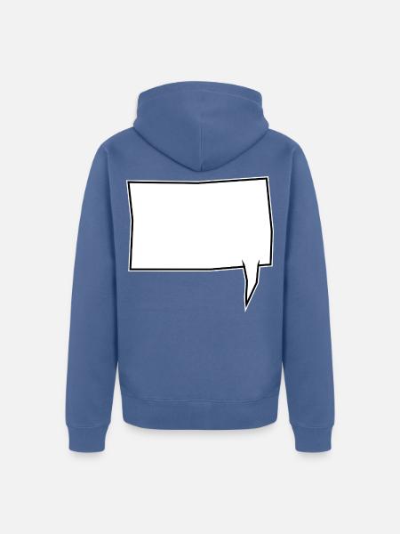 Eckige Sprechblase rechts in Weiß - Unisex Premium Bio Zip Hoodie - Taubenblau