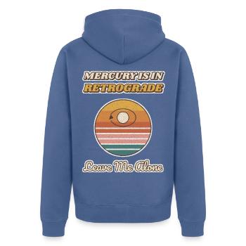 Merkur rückläufig Lass mich in Ruhe - Unisex Premium Bio Zip Hoodie - Taubenblau - Hinten - Nico (187cm)