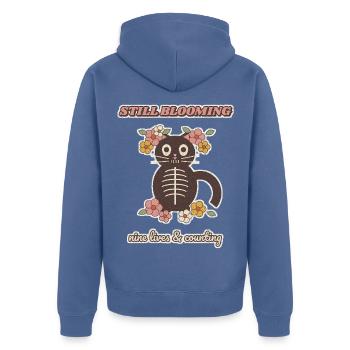 Noch blühende blühende Skelettkatze - Unisex Premium Bio Zip Hoodie - Taubenblau - Hinten - Nico (187cm)