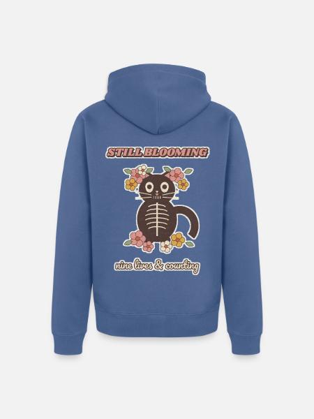 Noch blühende blühende Skelettkatze - Unisex Premium Bio Zip Hoodie - Taubenblau