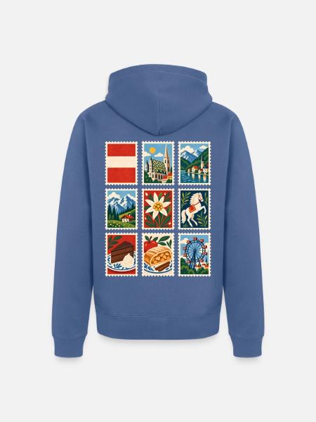 Österreich Briefmarken - Unisex Premium Bio Zip Hoodie - Taubenblau