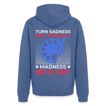 Funny Art Painter Madness Into Art Drawing - Unisex Premium Bio Zip Hoodie - Taubenblau - Hinten - Nico (187cm)