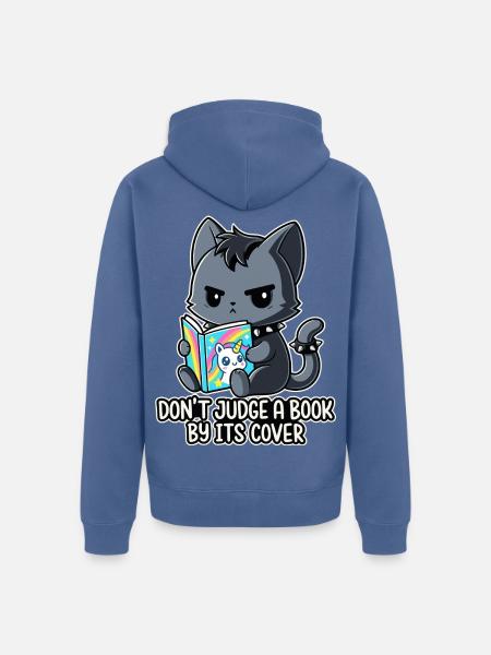 Goth-Katze liest - Unisex Premium Bio Zip Hoodie - Taubenblau
