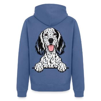 Englischer Setter - Unisex Premium Bio Zip Hoodie - Taubenblau - Hinten - Nico (187cm)