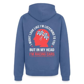 Drag Race - Unisex Premium Bio Zip Hoodie - Taubenblau - Hinten - Nico (187cm)