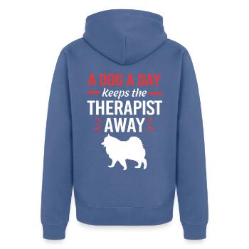 Therapiehund - Unisex Premium Bio Zip Hoodie - Taubenblau - Hinten - Nico (187cm)