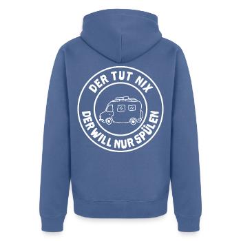 der tut nix womo - Unisex Premium Bio Zip Hoodie - Taubenblau - Hinten - Nico (187cm)