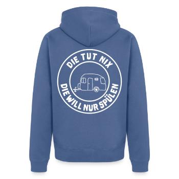 die tut nix wowa - Unisex Premium Bio Zip Hoodie - Taubenblau - Hinten - Nico (187cm)