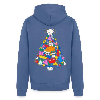 Kochkunst Weihnachtsbaum Collage - Unisex Premium Bio Zip Hoodie - Taubenblau - Hinten - Nico (187cm)