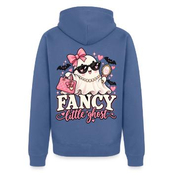 Fancy Little Ghost Glam - Unisex Premium Bio Zip Hoodie - Taubenblau - Hinten - Nico (187cm)