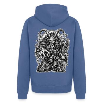 Krampus – Der düstere Dämon der Rauhnächte - Unisex Premium Bio Zip Hoodie - Taubenblau - Hinten - Nico (187cm)