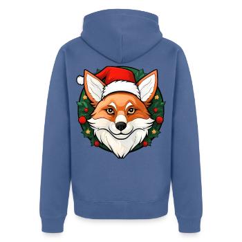 Fuchs Weihnachtsmann - Unisex Premium Bio Zip Hoodie - Taubenblau - Hinten - Nico (187cm)