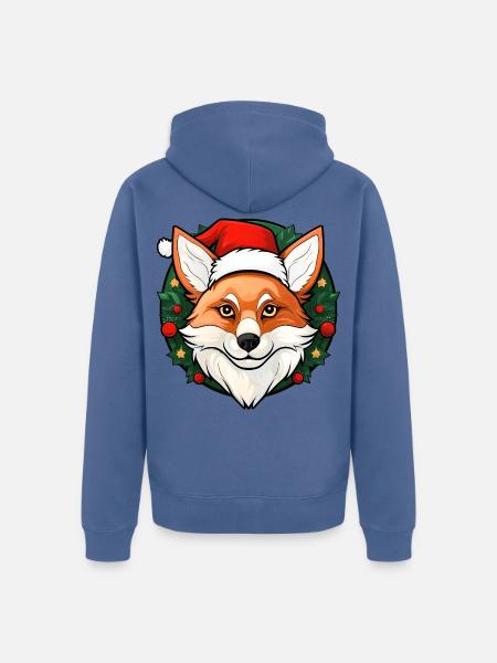 Fuchs Weihnachtsmann - Unisex Premium Bio Zip Hoodie - Taubenblau
