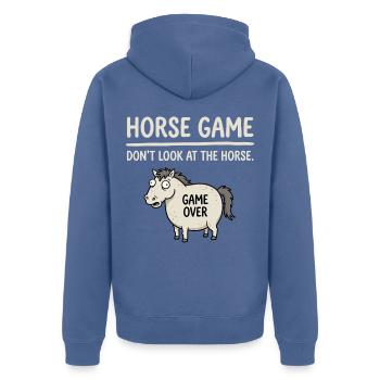Pferde Spiel Nicht Gucken - Unisex Premium Bio Zip Hoodie - Taubenblau - Hinten - Nico (187cm)