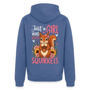 Just a Girl Who Loves Squirrels - Unisex Premium Bio Zip Hoodie - Taubenblau - Hinten - Nico (187cm)