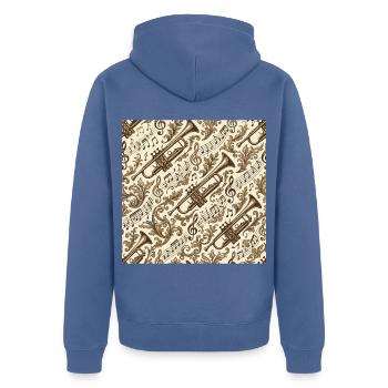 Trompete Noten und Musikornamente - Unisex Premium Bio Zip Hoodie - Taubenblau - Hinten - Nico (187cm)