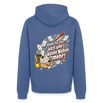 Lehrer Ruhestand Abschiedsgeschenk Danke - Unisex Premium Bio Zip Hoodie - Taubenblau - Hinten - Nico (187cm)