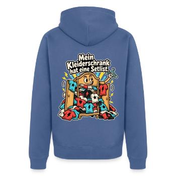 Band Merch Konzertfan Tour Merch Sammler - Unisex Premium Bio Zip Hoodie - Taubenblau - Hinten - Nico (187cm)