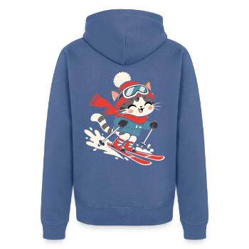 Skifahrer Weintrinken Winterurlaub Berge - Unisex Premium Bio Zip Hoodie - Taubenblau - Hinten - Nico (187cm)