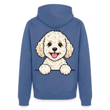 Maltipoo - Unisex Premium Bio Zip Hoodie - Taubenblau - Hinten - Nico (187cm)
