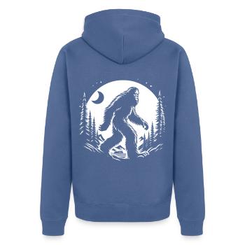 Bigfoot Moon Forest Night Silhouette - Unisex Premium Bio Zip Hoodie - Taubenblau - Hinten - Nico (187cm)
