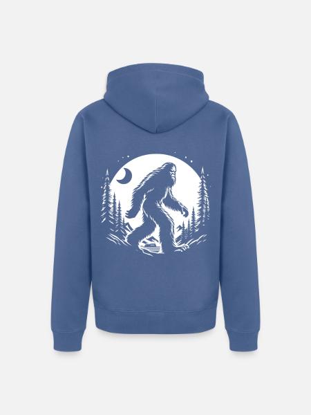 Bigfoot Moon Forest Night Silhouette - Unisex Premium Bio Zip Hoodie - Taubenblau