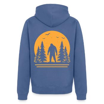 Bigfoot Moon Forest Night Silhouette - Unisex Premium Bio Zip Hoodie - Taubenblau - Hinten - Nico (187cm)