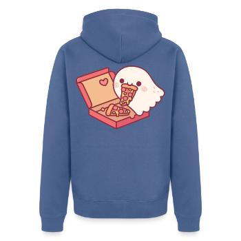 Süßer Geist liebt es, Peperoni-Pizza zu essen - Unisex Premium Bio Zip Hoodie - Taubenblau - Hinten - Nico (187cm)