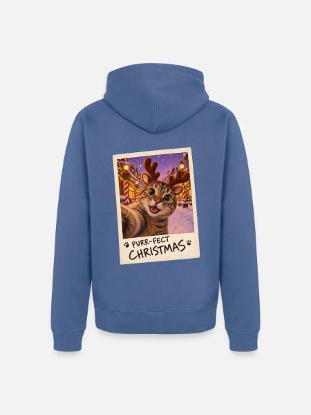 Purr-fect Christmas Katze Selfie - Unisex Premium Bio Zip Hoodie - Taubenblau