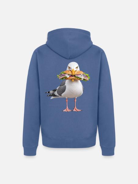 Silbermoewe-mit-Fischbroetchen Möwe - Unisex Premium Bio Zip Hoodie - Taubenblau