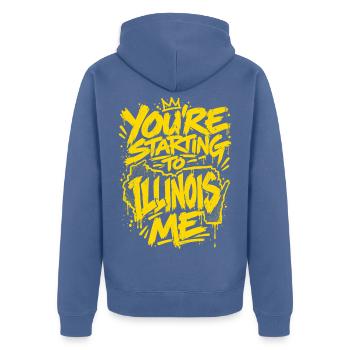 Graffiti Slogan: You're Starting to Illinois Me - Unisex Premium Bio Zip Hoodie - Taubenblau - Hinten - Nico (187cm)