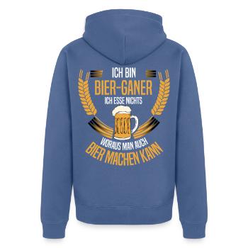 Ich bin Bier-Ganer – Bier Machen Kann - Unisex Premium Bio Zip Hoodie - Taubenblau - Hinten - Nico (187cm)