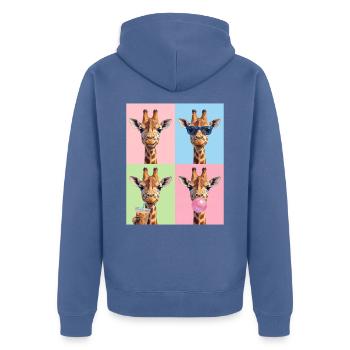 Giraffen Giraffe - Unisex Premium Bio Zip Hoodie - Taubenblau - Hinten - Nico (187cm)