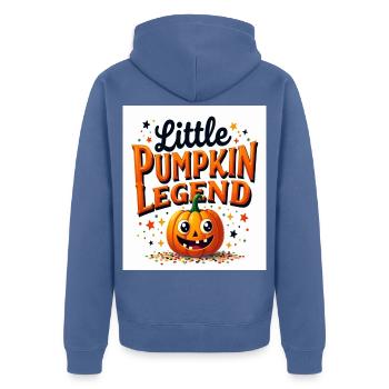Kleine Kürbislegende - Unisex Premium Bio Zip Hoodie - Taubenblau - Hinten - Nico (187cm)
