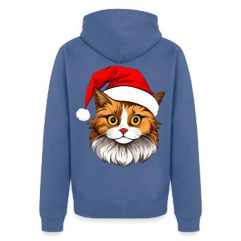 Katzen Christmas - Unisex Premium Bio Zip Hoodie - Taubenblau - Hinten - Nico (187cm)