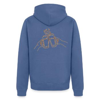 Biergläser zum Anstoßen - Unisex Premium Bio Zip Hoodie - Taubenblau - Hinten - Nico (187cm)