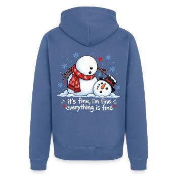 Lustiger Schneemann Frohe Weihnachten Winter-Schnee - Unisex Premium Bio Zip Hoodie - Taubenblau - Hinten - Nico (187cm)