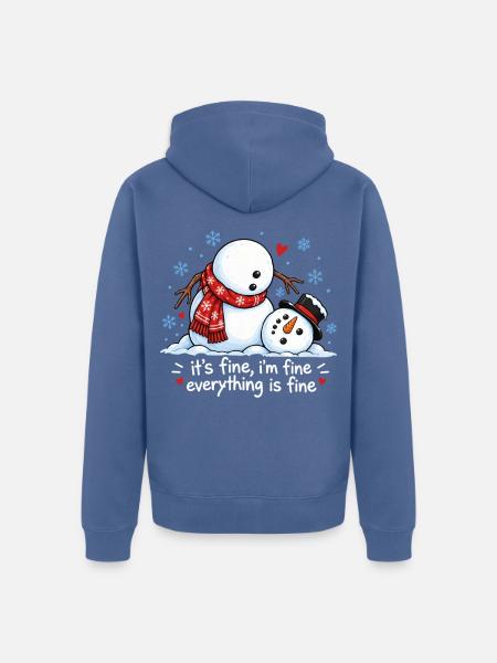 Lustiger Schneemann Frohe Weihnachten Winter-Schnee - Unisex Premium Bio Zip Hoodie - Taubenblau