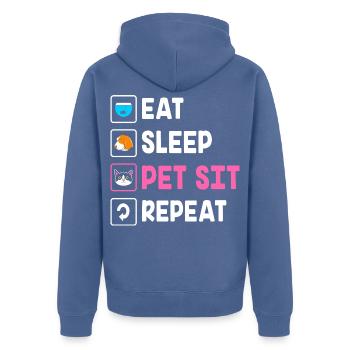 Haustier Sitter Haustiere Babysitter - Unisex Premium Bio Zip Hoodie - Taubenblau - Hinten - Nico (187cm)
