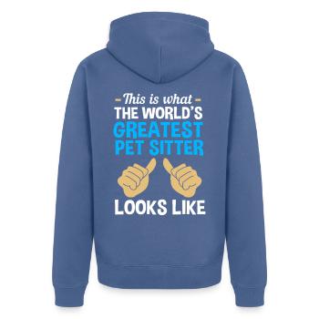 Haustier Sitter Haustiere Babysitter - Unisex Premium Bio Zip Hoodie - Taubenblau - Hinten - Nico (187cm)