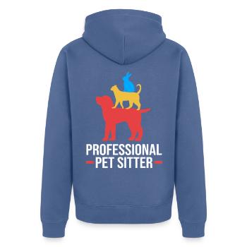Haustier Sitter Haustiere Babysitter - Unisex Premium Bio Zip Hoodie - Taubenblau - Hinten - Nico (187cm)