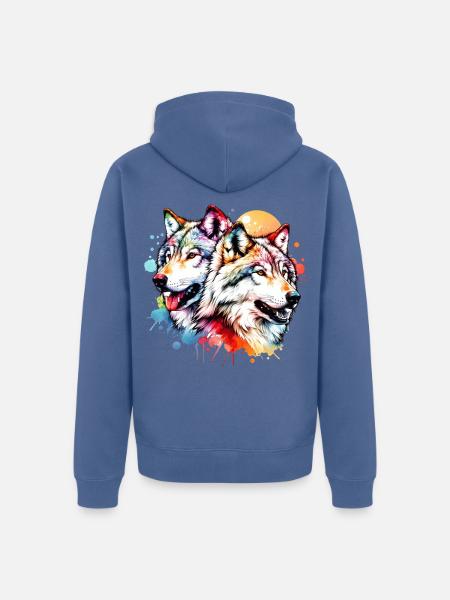 Grauwolf Geschenk - Unisex Premium Bio Zip Hoodie - Taubenblau