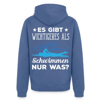 Schwimmsport Schwimmer Spruch Geschenk - Unisex Premium Bio Zip Hoodie - Taubenblau - Hinten - Nico (187cm)