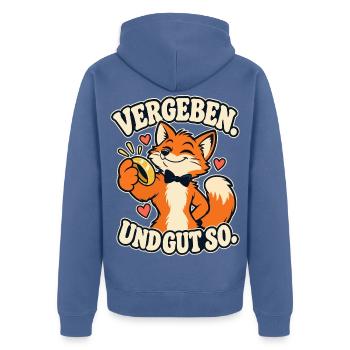 Vergeben. Und gut so. – Fuchs Hochzeit Ring - Unisex Premium Bio Zip Hoodie - Taubenblau - Hinten - Nico (187cm)